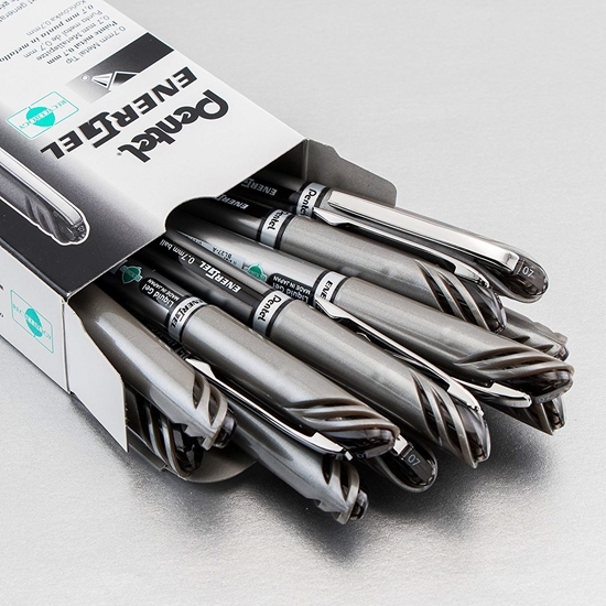 Picture of Gel Pen, Pentel® EnerGel NV Liquid ,  .7mm, Gray Barrel, Black Ink, Dozen