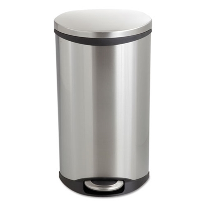 front view Safco stainless steel trash can