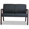Picture of Loveseat, Alera Reception Lounge Series Wood , 44 7/8 x 26 1/8 x 33 Black/Mahogany. 30% recycled
