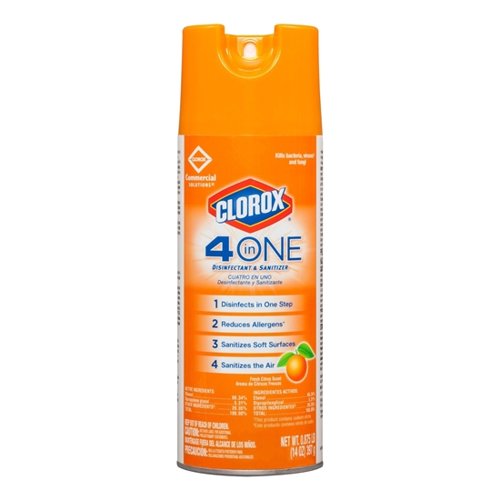 Clorox®4-in-One Disinfectant & Sanitizer, Citrus, 14oz Aerosol 1