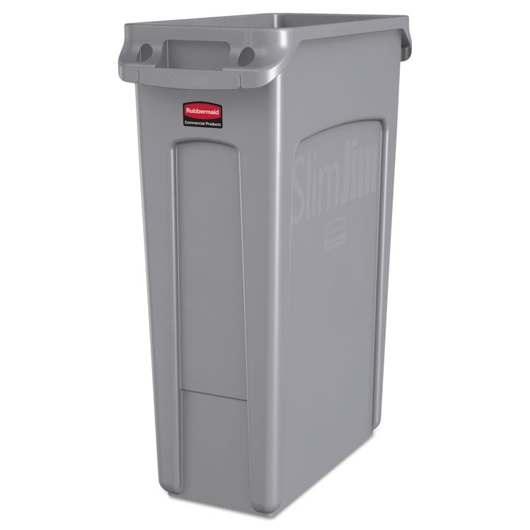 Trash Can, Receptacle, Garbage, 23 Gallon, Rubbermaid® Slim Jim®, Gray