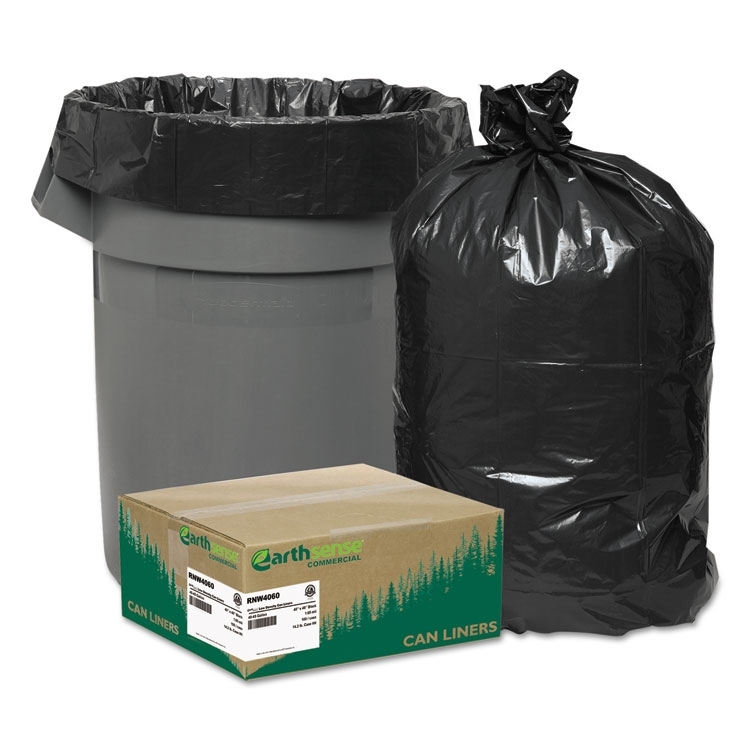 Recycled Can Liners, 3133gal, 1.65mil, 33 x 39, Black, 100/Carton