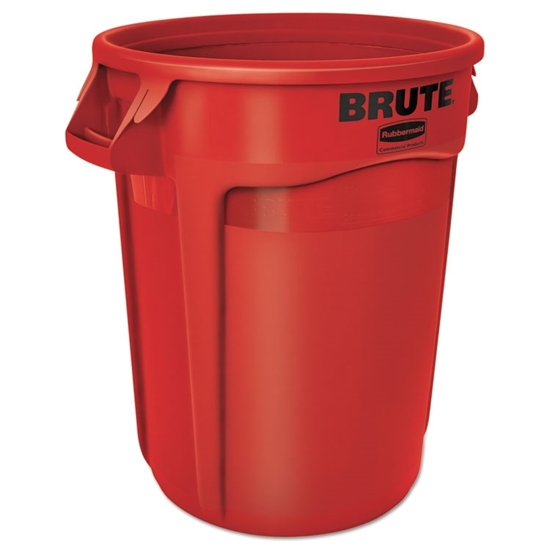 BRUTE 32 gal red round vented trash can by Rubbermaid