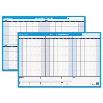 90/120-Day Undated Horizontal Erasable Wall Planner, White/Blue