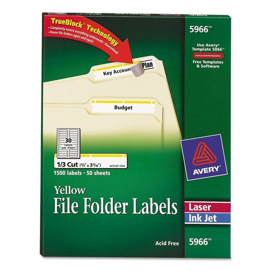 TrueBlock, Yellow Border, Permanent File Folder Labels by Avery 