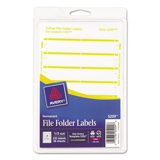 Print/Write File Folder Labels, White./Yellow Bar