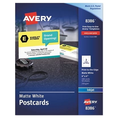 White  Inkjet Postcards, 100 Cards/Box, 2 Cards/Sheet, 4 x 6 