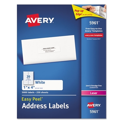 Mailing Address Labels, Easy Peel,Laser, White, 5000/Box 
