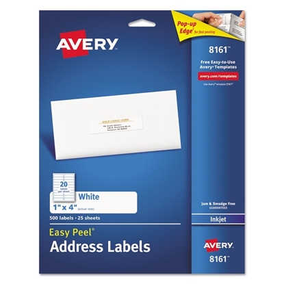 Mailing Address Labels, Easy Peel, Inkjet, White, 500/Box 