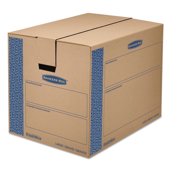 Large Moving Boxes, SmoothMove Prime, Kraft/Blue, 6/Carton, 24l x 18w x 18h 