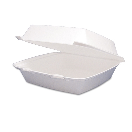 Foam Container with Hinged Lid, 1-Comp, 200/Carton 