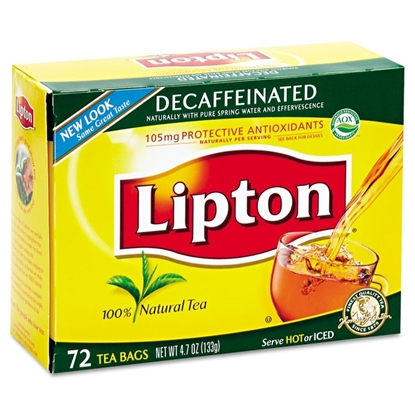 Lipton Tea Bags, Decaffeinated, 72 Bags/Box 