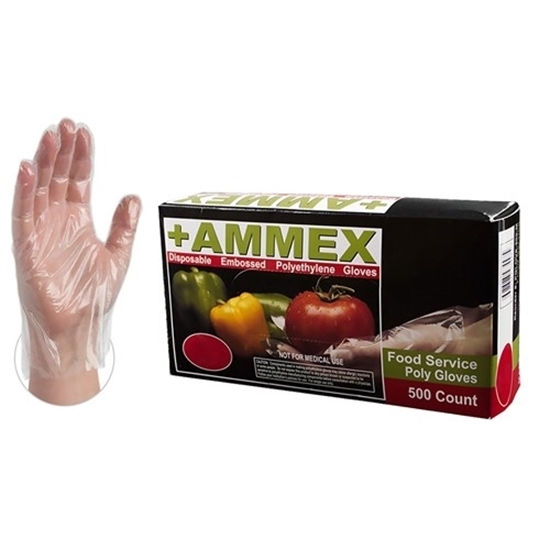 Picture of Glove, Poly, Food Service, Large, Disposable, AMMEX  , 500 EA/ 4 BX (PGLOVE-L-500)