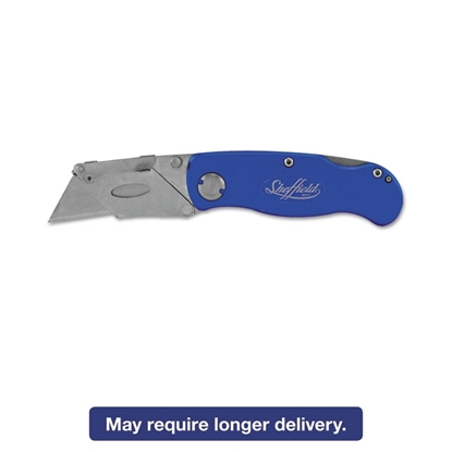 Blue Sheffield Folding Lockback Knife w/ 1 Utility Blade