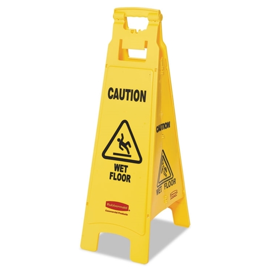 4-Sided Yellow Plastic Floor Sign "Caution Wet Floor"