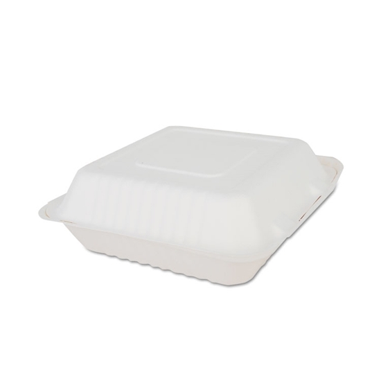ChampWare Molded-Fiber Clamshell Containers, 9w x 9d x 3h, White, 200/Carton