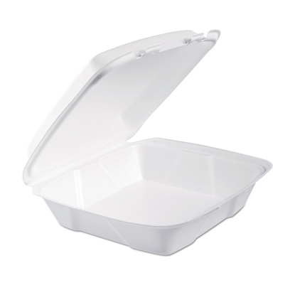 White Foam Hinged Lid Containers, 200/Carton