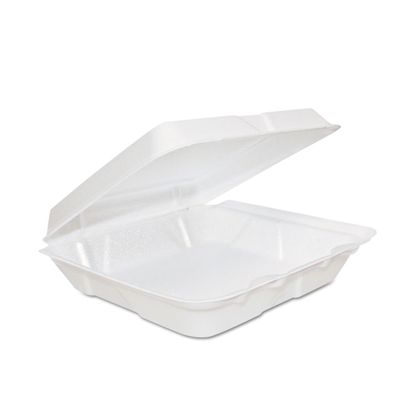 Foam Hinged Lid Containers, 8 x 8 x 2 14, White, 200Carton
