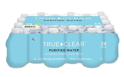 Picture of TRUE CLEAR Purified Bottled Water, 8 oz Bottle, 24 Bottles/Carton, 182 Cartons/Pallet