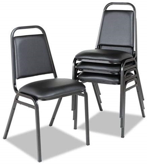 Picture of Alera Chair, Padded Steel Stack  w/Square Back, Black Vinyl, Black Frame, 4/Carton (ALESC68VY10B)