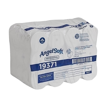 Picture of Angel Soft Toilet Paper,  GP 19371 Compact Coreless , White, 750 Sheets/Roll, 36/Carton (GPC19371CT)