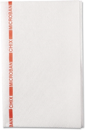 Picture of Chix® Cleaning Towels, Food Service, Antimicrobial, Reusable, 13 x 21, Cotton, White/Red, 150/Carton