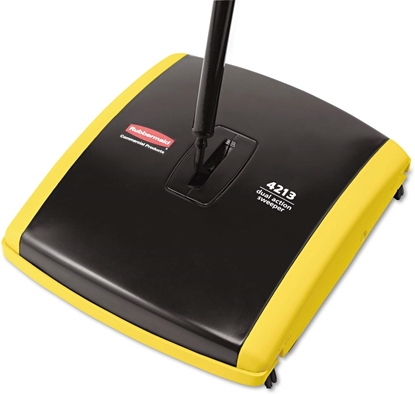 Picture of Rubbermaid Sweeper, Dual Action, Boar/Nylon Bristles, 44" Steel/Plastic Handle, Black/Yellow