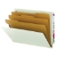 Pressboard End Tab Classification Folder, Letter, 8-Section, Gray/Green, 10/Box