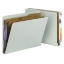 Pressboard End Tab Classification Folder, Letter, 6-Section, Gray/Green, 10/Box